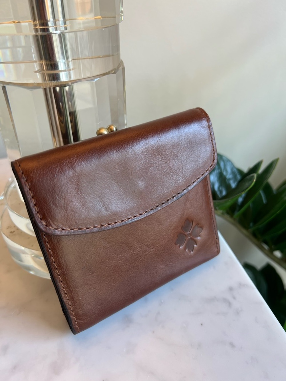 Patricia Nash Brown Leather Snap-Top Wallet